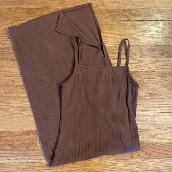 Brown Maxi Dress with Slit - Picture 2 of 5
